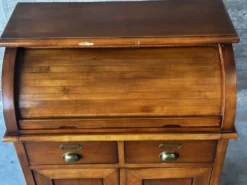 Secrétaire à rideau en merisier – Petit bureau de rangement, seconde m