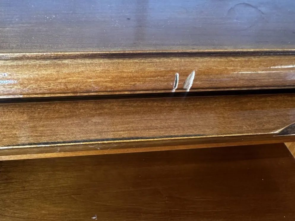 Secrétaire à rideau en merisier – Petit bureau de rangement, seconde m