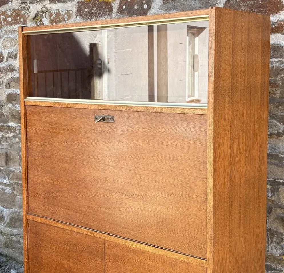 Secrétaire scandinave en chêne clair, années 50-60
