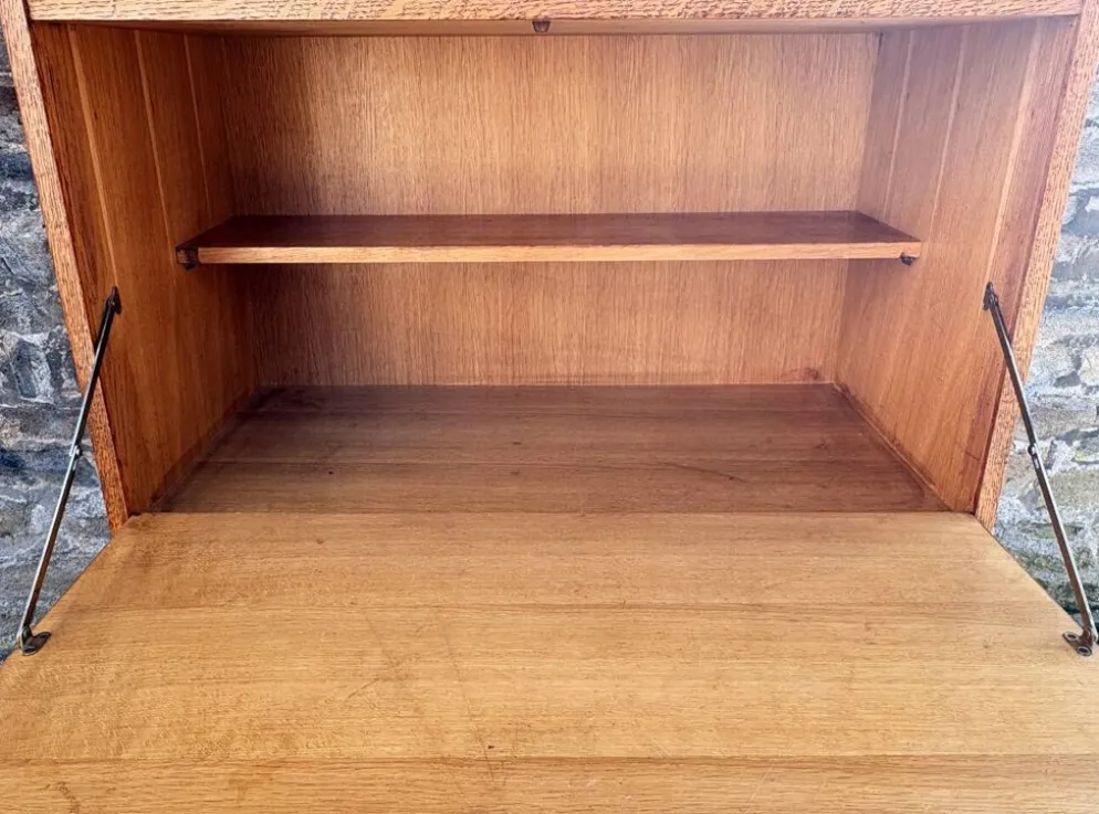 Secrétaire scandinave en chêne clair, années 50-60