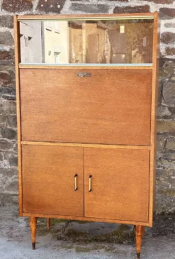 Secrétaire scandinave en chêne clair, années 50-60