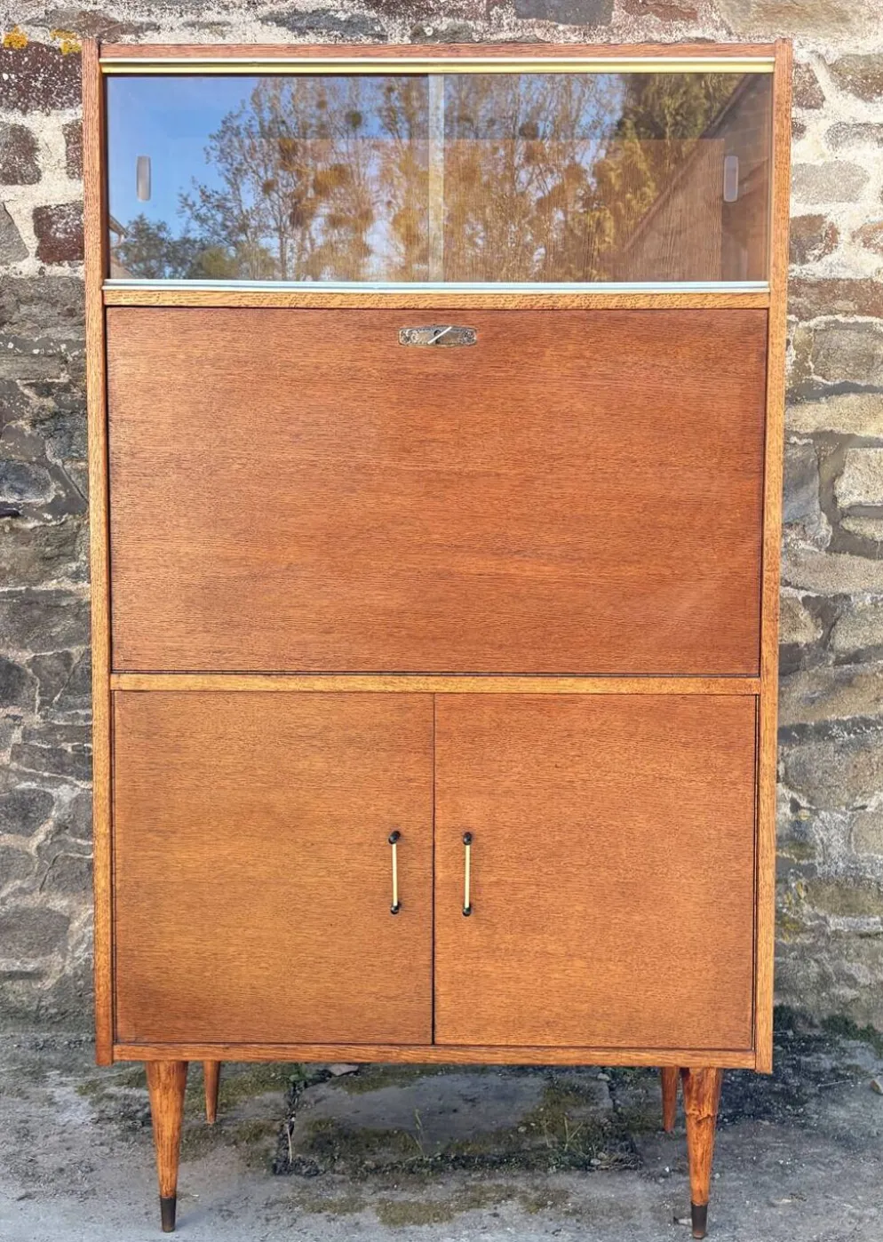 Secrétaire scandinave en chêne clair, années 50-60