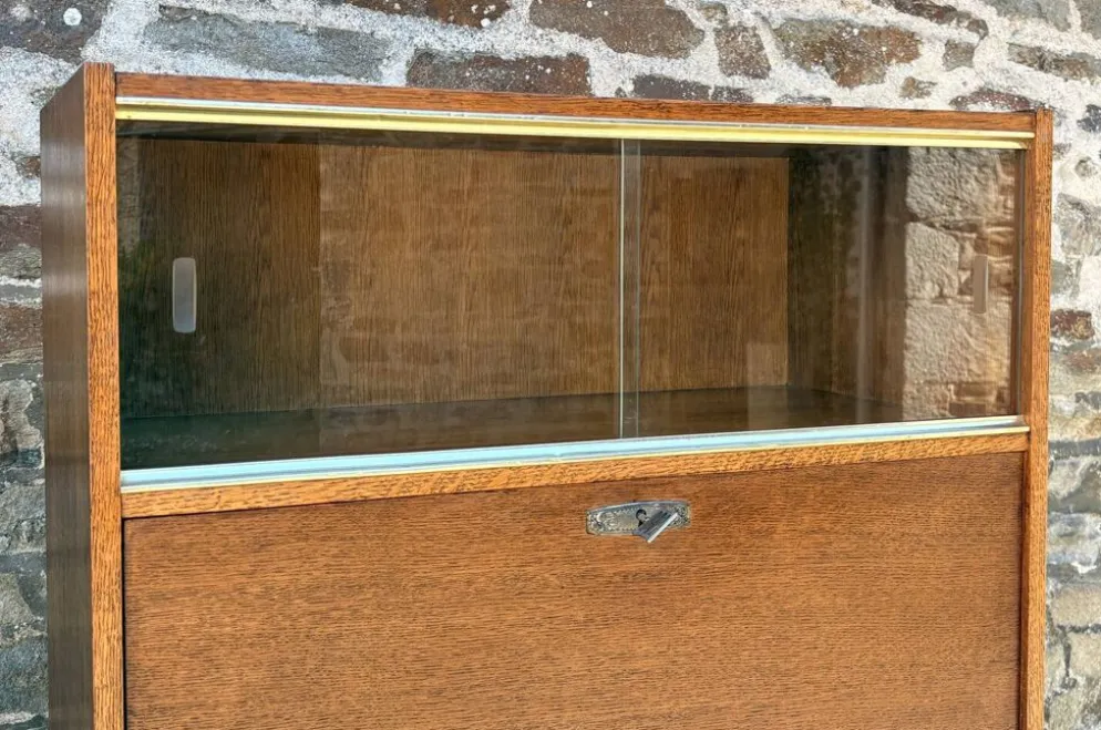 Secrétaire scandinave en chêne clair, années 50-60
