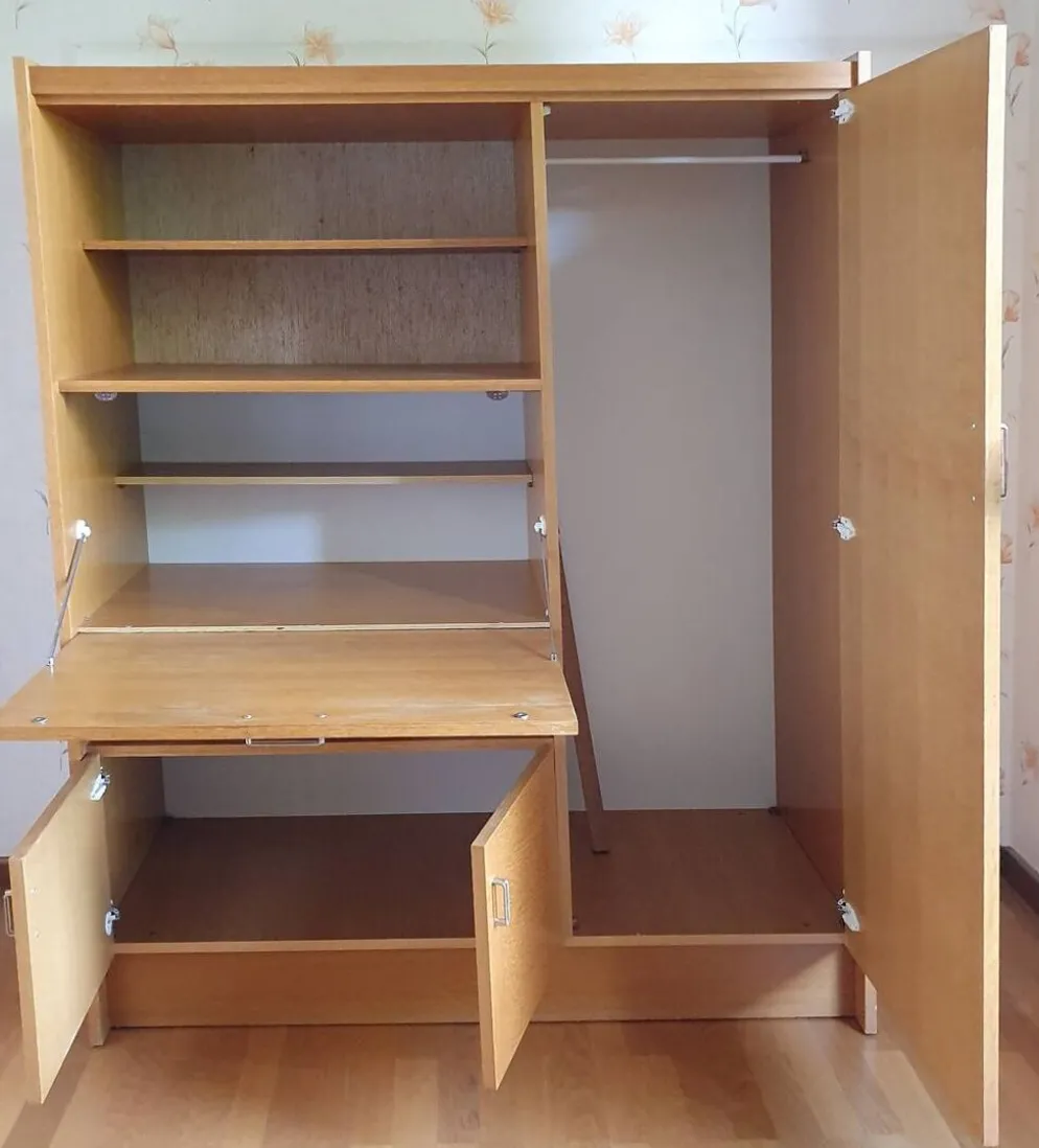 Secrétaire scandinave en chêne clair, années 50-60