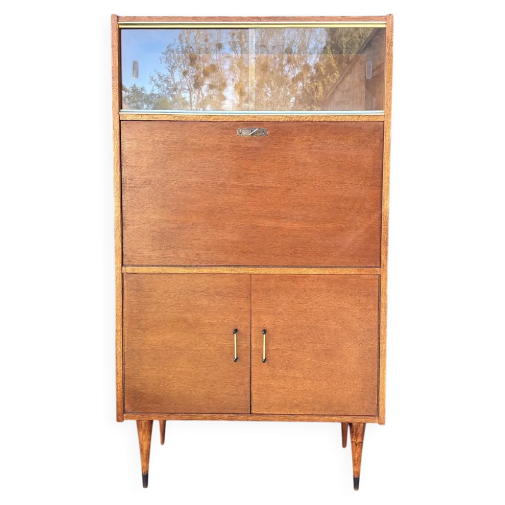 Secrétaire scandinave en chêne clair, années 50-60