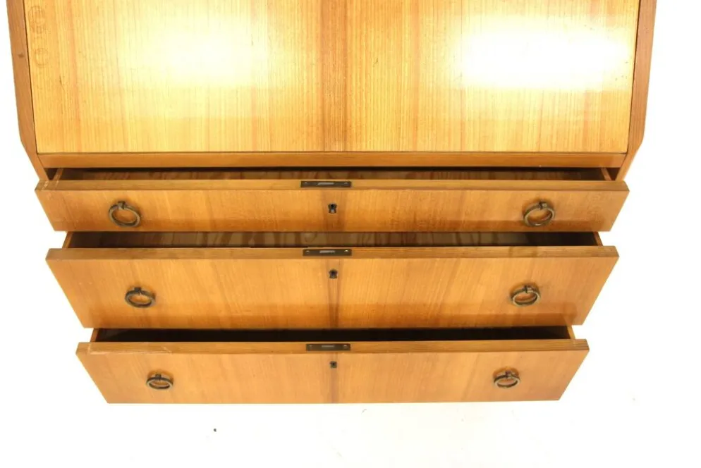 Secrétaire scandinave en orme, Swedish modern, Suède, 1940