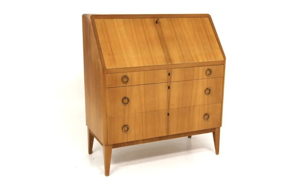 Secrétaire scandinave en orme, Swedish modern, Suède, 1940