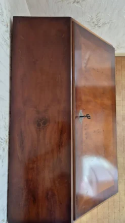 Secrétaire / Scriban Géorgien en Acajou et Cuir Vert doré - Très Bon État