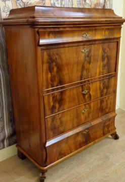 Secrétaire / scriban époque Bieidermeier en acajou flammé – XIXe siècle
