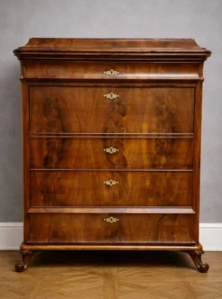 Secrétaire / scriban époque Bieidermeier en acajou flammé – XIXe siècle