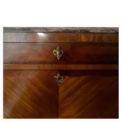 Secrétaire style Louis XVI en marqueterie, marbre et bronze XIX/XXè siècle