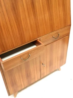 Secrétaire vintage avec tiroirs, abattant et portes des années 1960