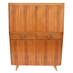 Secrétaire vintage avec tiroirs, abattant et portes des années 1960