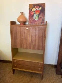 Secrétaire vintage compact placage acajou