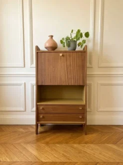 Secrétaire vintage compact placage acajou