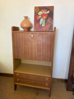 Secrétaire vintage compact placage acajou
