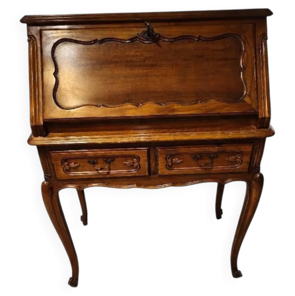 Secrétaire vintage en bois fruitier – Style Louis XV – Avec sa clé