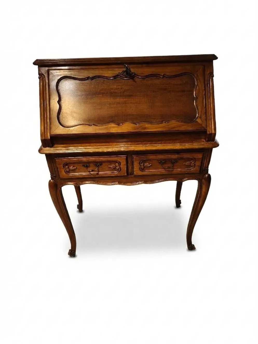 Secrétaire vintage en bois fruitier – Style Louis XV – Avec sa clé