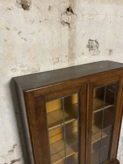 Secrétaire vitrine en chêne meuble 2 corps avec abattant