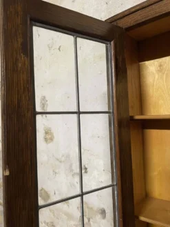 Secrétaire vitrine en chêne meuble 2 corps avec abattant