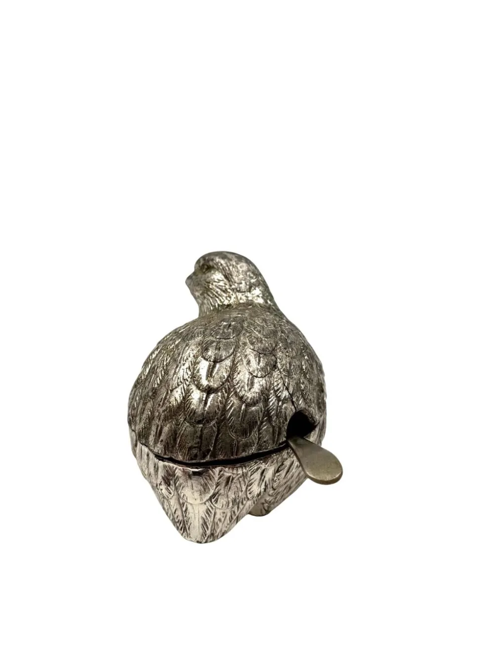 Sel et poivre en forme de cailles en argent plaqué de style Hollywood Regency, Gucci Italie.