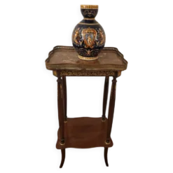 Selette Guéridon en bois d'acajou marbre et bronze style Louis XV