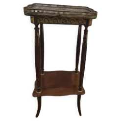 Selette Guéridon en bois d'acajou marbre et bronze style Louis XV