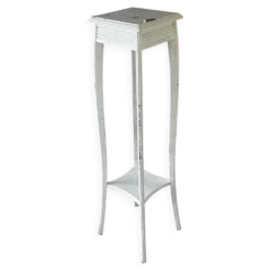 Sellette ancienne en bois peint blanc – H 110 cm