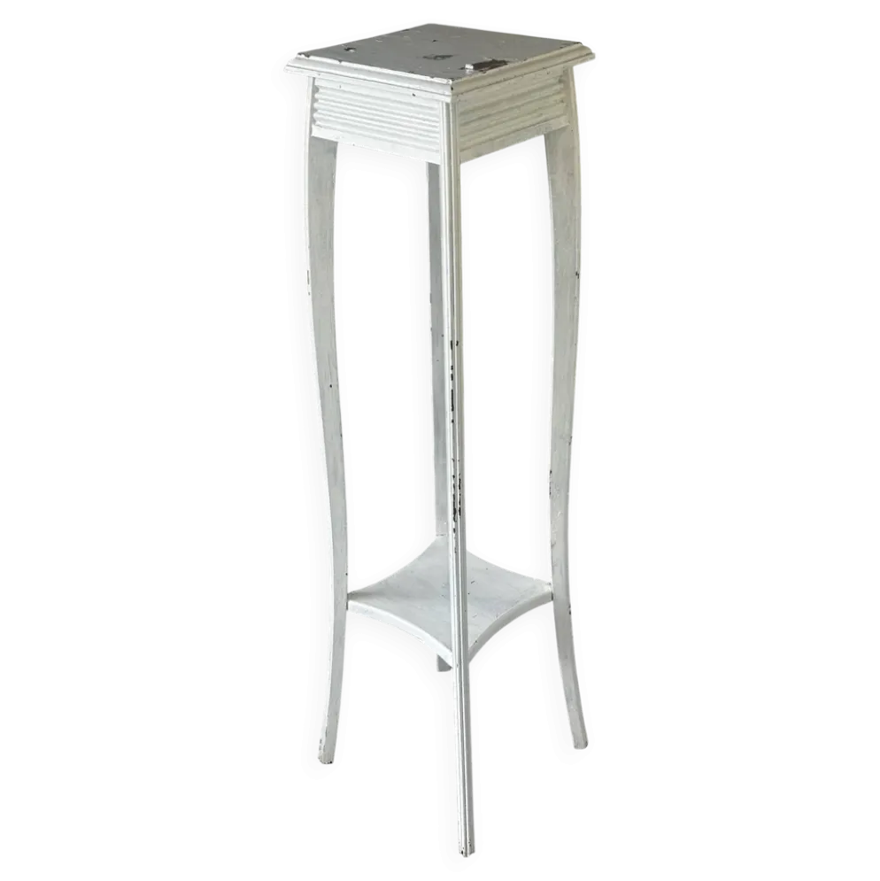 Sellette ancienne en bois peint blanc – H 110 cm