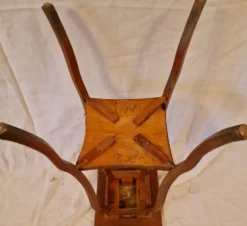 Sellette guéridon ancien Art Nouveau bois sculpté & plateau marbre