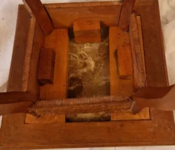 Sellette guéridon ancien Art Nouveau bois sculpté & plateau marbre