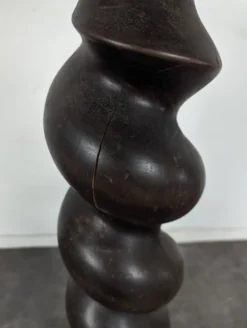 Sellette torsadée en bois noirci à plateau octogonal