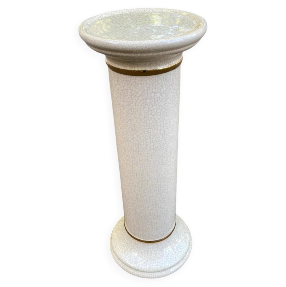 Sellette vintage en céramique craquelée et dorures lampe sur pied vintage
