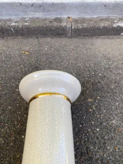 Sellette vintage en céramique craquelée et dorures lampe sur pied vintage