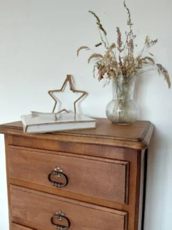 Semainier chiffonnier 5 tiroirs en bois massif style rustique chic