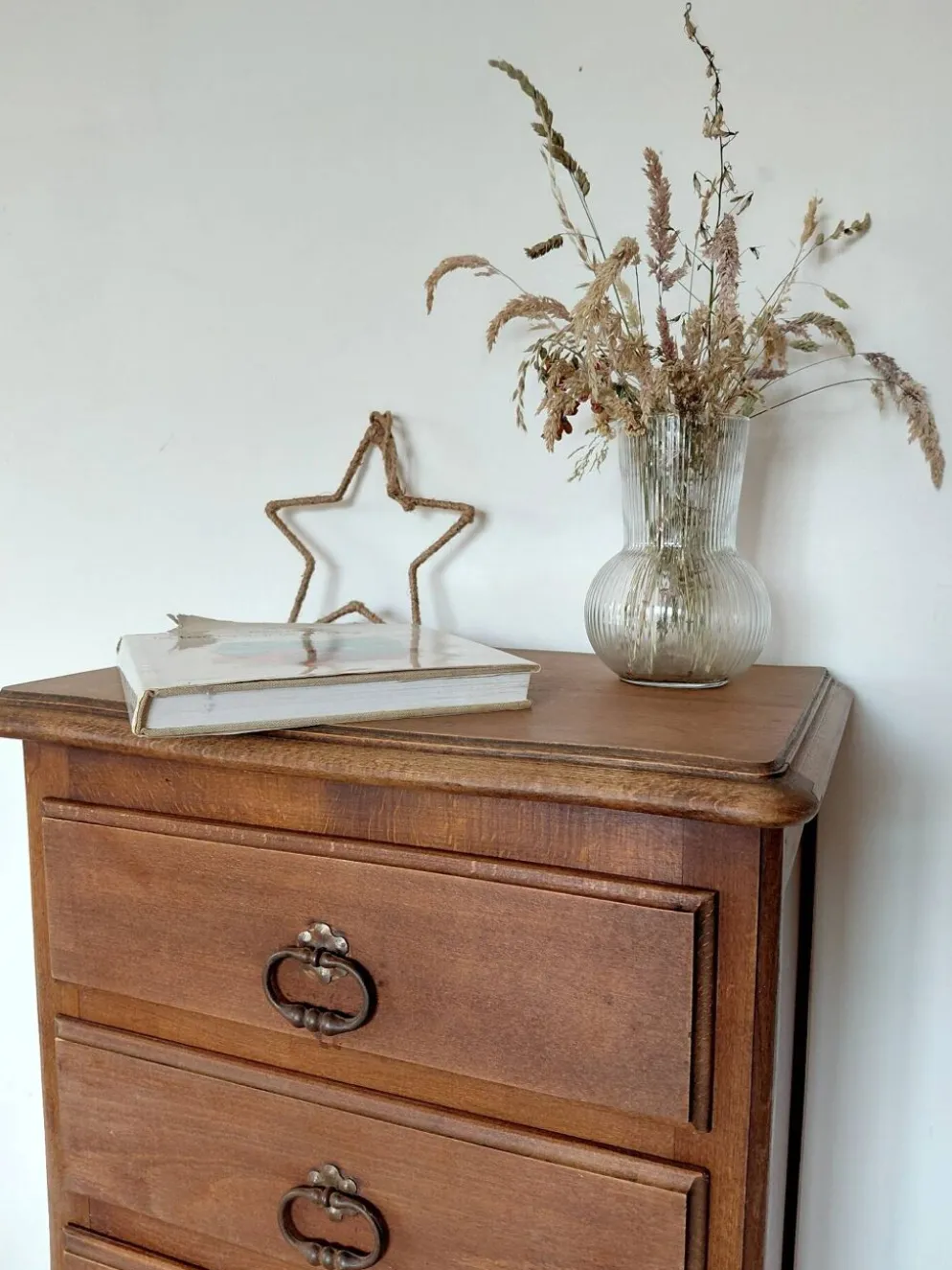 Semainier chiffonnier 5 tiroirs en bois massif style rustique chic