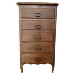 Semainier chiffonnier 5 tiroirs en bois massif style rustique chic