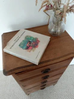 Semainier chiffonnier 5 tiroirs en bois massif style rustique chic