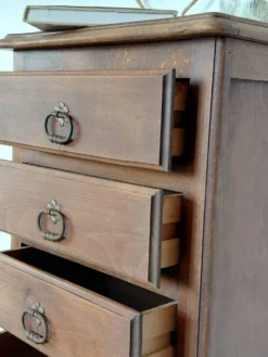 Semainier chiffonnier 5 tiroirs en bois massif style rustique chic