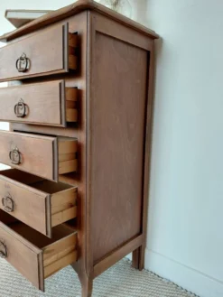 Semainier chiffonnier 5 tiroirs en bois massif style rustique chic