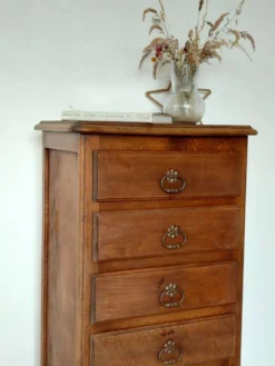 Semainier chiffonnier 5 tiroirs en bois massif style rustique chic