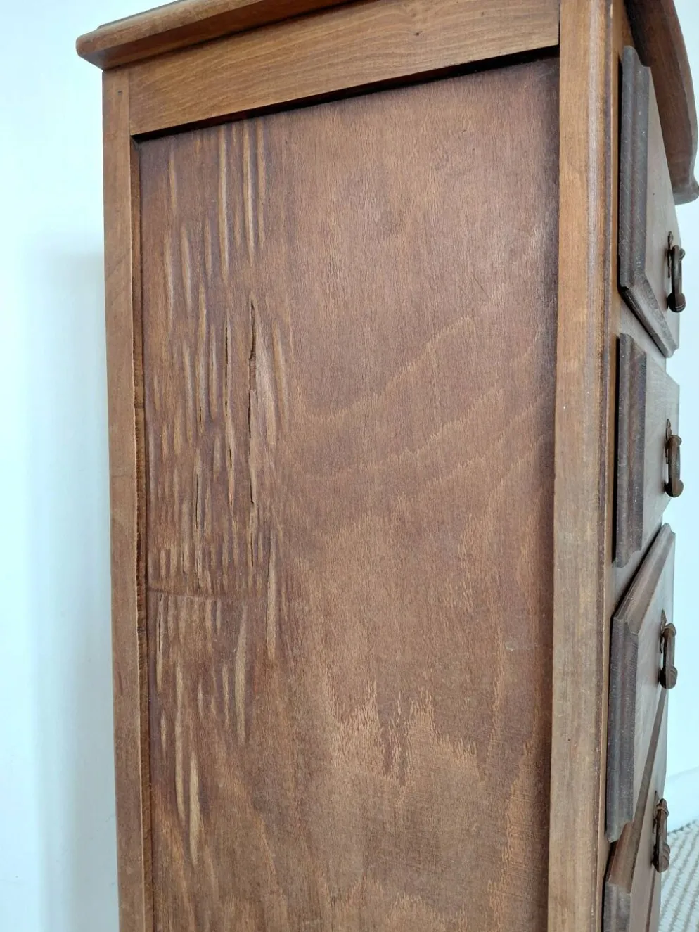 Semainier chiffonnier 5 tiroirs en bois massif style rustique chic
