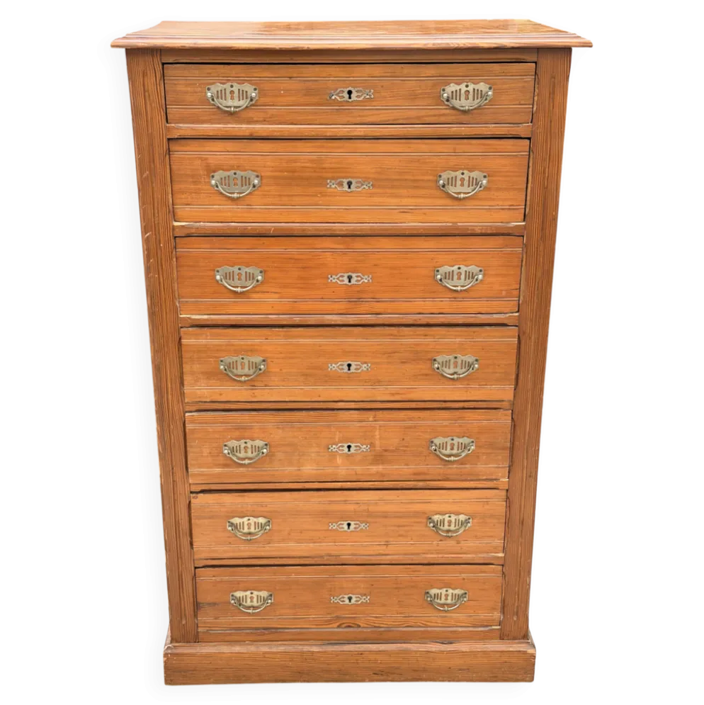 semainier de style Louis XVI / Directoire en pitchpin, fabriqué entre 1880
