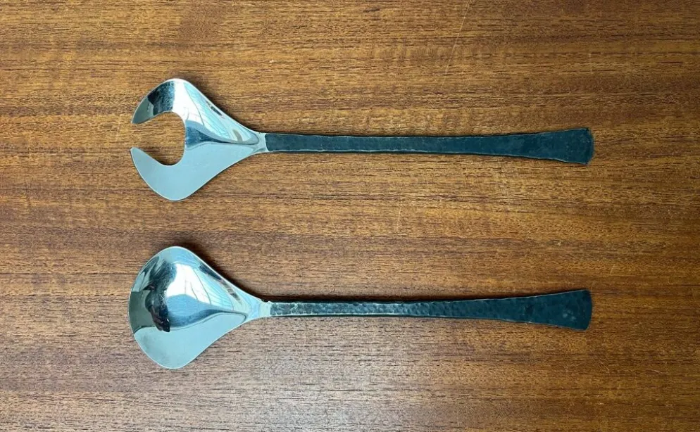 Serveurs à salade vintage en fer forgé, années 1970, ensemble de 2