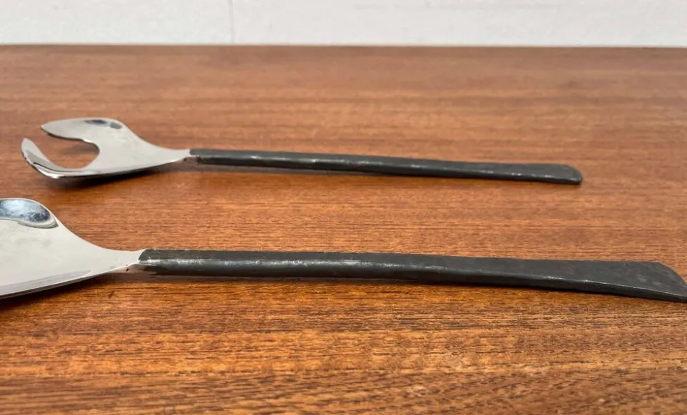 Serveurs à salade vintage en fer forgé, années 1970, ensemble de 2