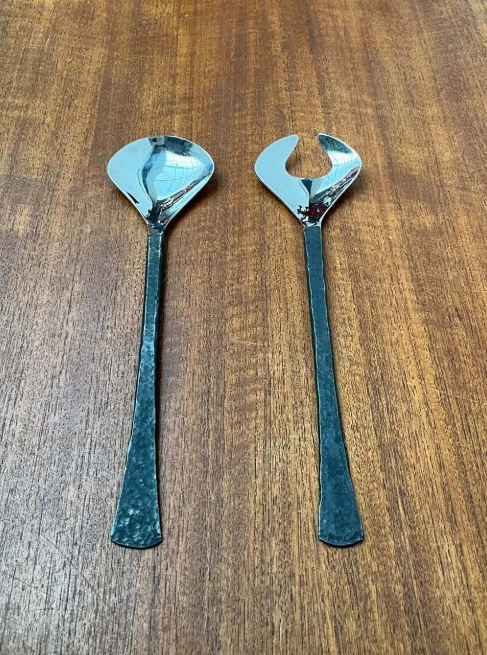 Serveurs à salade vintage en fer forgé, années 1970, ensemble de 2
