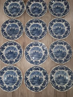 Service 12 Assiettes Plates Enoch Wedgwood Tower of London 20cm Neuf