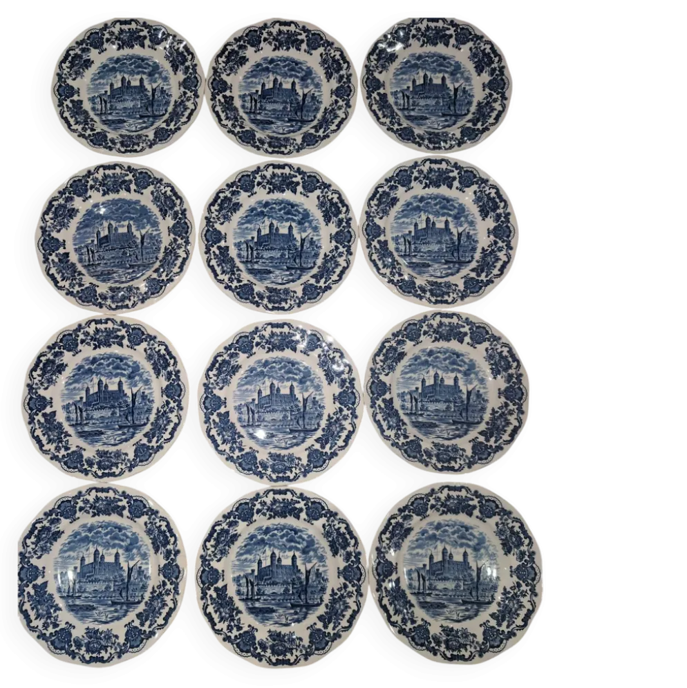 Service 12 Assiettes Plates Enoch Wedgwood Tower of London 20cm Neuf