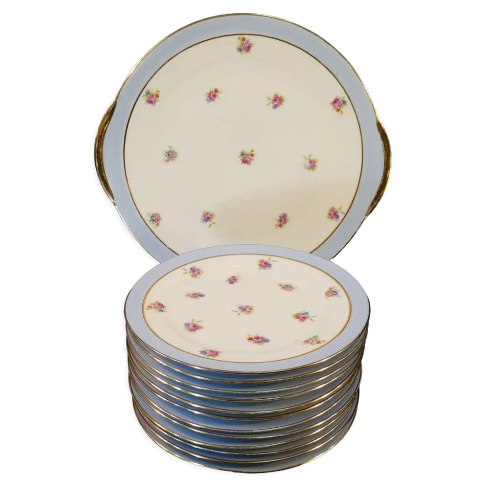 Service a tarte en porcelaine de limoges annees 50