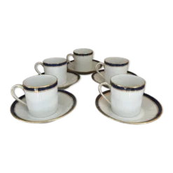 Service à café CH. Field Haviland Limoges - 5 tasses et soucoupes